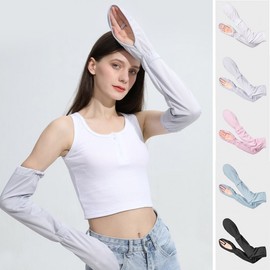 Women's Mesh Sport Cooling Arm Sleeves with Hand Cover URK-481 Sky Blue/ONE 3ea