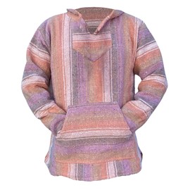 Youth Kids Mexican Baja Hoodie Pullover Sweater Unisex Boys Girls (Medium (7-8 years), Lavender/Peach)