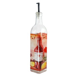 Grant Howard Wine and Poppies Theme Oil & Vinegar Glass Cruet, 16 oz, Multicolored