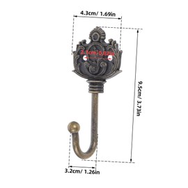 STOBAZA 4 Pack Vintage Bronze Hooks Rustic Wall Decor Hooks for Coats Hats and More Sturdy Metal Home Decor for Bathroom Entryway