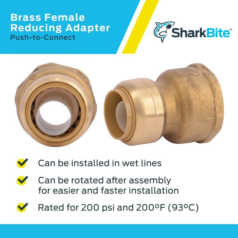 SharkBite 3/4 x 1 Inch FNPT Water Softener Adapter, Push