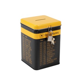 I-TOTAL® Fun Money Box with Padlock and Keys, Metal Money Box with Clasp (DEPARTURES)