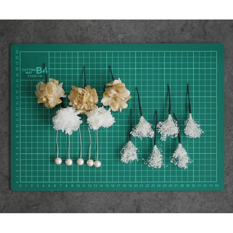 [Lomeri] Romeri Hair Ornament, Blush Grass, Hydrangea and Pearl, 12