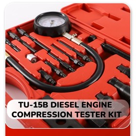 Diesel Engine Compression Tester Kit with 0-1000 psi Gauge and Adapters Cylinder Pressure Test Tool Kit Diesel Injector Tester Check Cylinders in Diesel Car & Truck