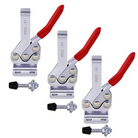 SKYCY 3pcs 500lbs Holding Capacity Toggle Clamp 225D,Quick-Release Horizontal Clamp,Large Hold Down Clamp,w/Antislip Rubber Pressure Tip for Woodworking Jigs and Fixtures, Welding, Drill Press