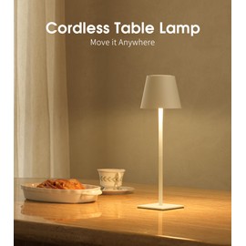 UME 3 Pack Cordless Table Lamp, Battery Operated Lamp - Portable Waterproof Rechargeable Table Lamp w/ 3 Color Temps & Stepless Dimming for Dinner, Desk, Cafe, Outdoor (White)