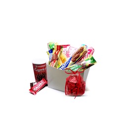 Delicious Greek Easter Gourmet Gift Basket Selection of Caprice Milk Chocolate Wafers, Haitoglou Halva, Papadopoulos Gemista Cookies with Chocolate, Vanilla/Lemon/Orange/Strawberry, & Milk Chocolates