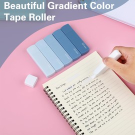 Amaezorx 6-Pack Macaron Correction Tape Set - Gradient Blue White Out Tape for Students & Office, Smooth Gliding No-Mess Error Cover, Perfect for Journals, Notes & Homework (Gradient Blue)