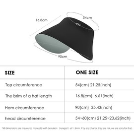 Women's Sun Visors Reversible Hat Super Wide Brim UV Protection Sun Hat Foldable Summer UPF50+ Beach Hat Cap Black