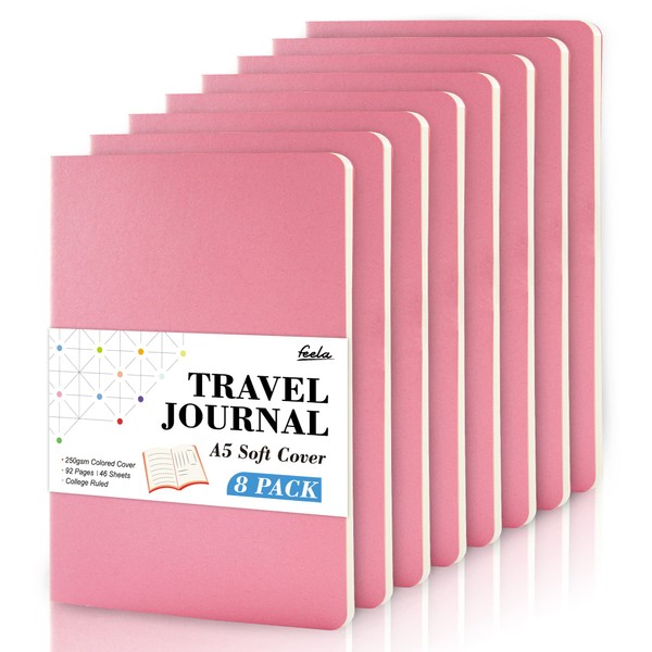 8 Pack Soft Cover Journal Bulk, Feela Notebooks College Ruled