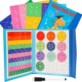 Lukinuo Fraction Calculation Material Magnetic Book Fraction Puzzle for Children Fractional Calculation Montessori Material Multicoloured Fraction Calculation Learning Fractional Calculation for