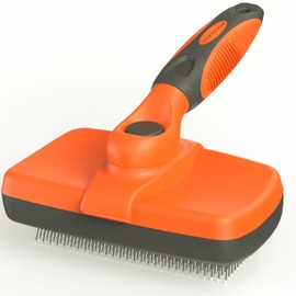 Self-Cleaning Slicker Brush for Dogs & Cats | Grooming Brush for Shedding | Skin-Friendly Dog & Cat Grooming | Deshedding Brush | Hair Brush for Pets | Pet Supplies Accessories | Orange | Large