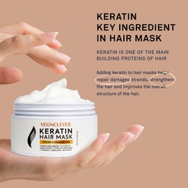 Vegnclever Keratin Hair Mask: Keratin Hair Treatment Mask, Deep Conditioning Hair Mask Treatment, Hair Deep Conditioner Mask for Damaged Dry Hair, Keratin Hair Mask for Fine, Curly and Straight Hair