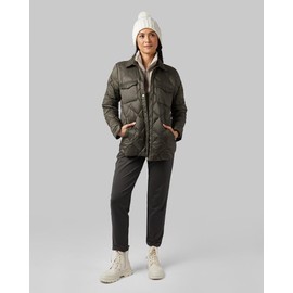 32 Degrees Women's Lightweight Recycled Poly-Fill Shirt Jacket | Quilted | Semi-Fitted | Snap Pockets, Forestwood, Large