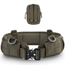 kuroobaa Tactical Belt, Airsoft Belt, Pouch, For Work, Tactical Belt, Tactical Belt Pad, Tactical Pouch, Set of 3, green