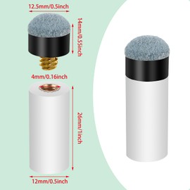 Prasacco 10 Sets Billiard Cues Tips Replacement with White Pool Cue Stick Ferrules, Screw On Pool Cue Tips Pool Stick Tips, 12mm (Blue)