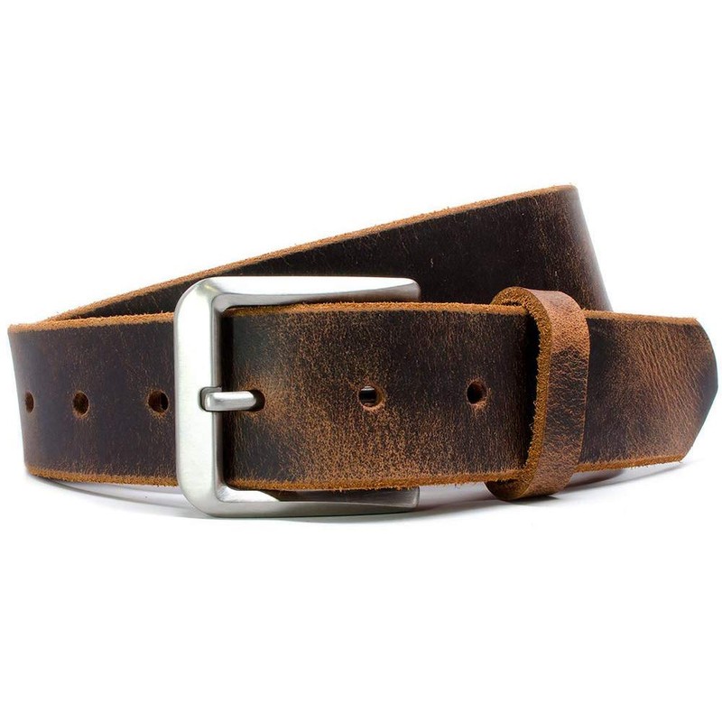 Nickel Smart Mt. Pisgah Titanium Brown Distressed Leather Belt -