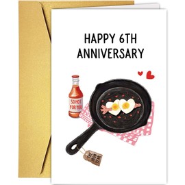 Funny Pun Iron Anniversary Card, Humorous 6 Year Wedding Anniversary Card, Happy 6th Anniversary Card, So Hot for You