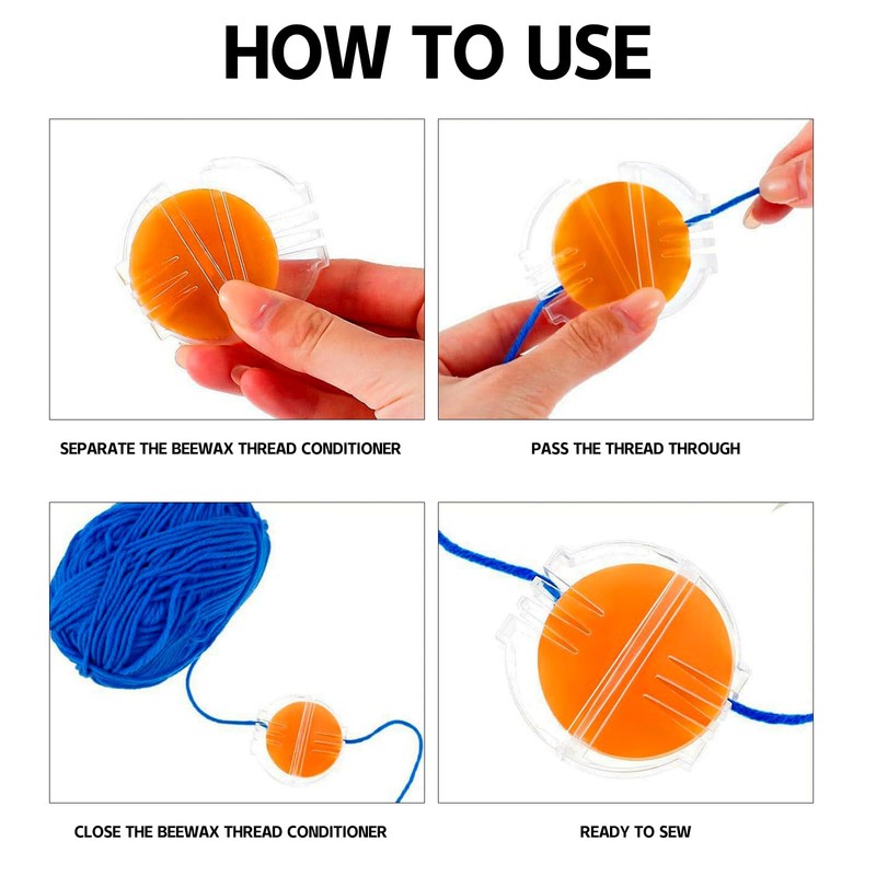 2 Pcs Beeswax Thread Conditioner for Hand Sewing, Practical Thread