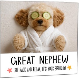 Great Nephew Birthday Card - Cavapoo Dog Relaxing Spa Cute Cavapoo Funny Birthday Cards for Great Nephew