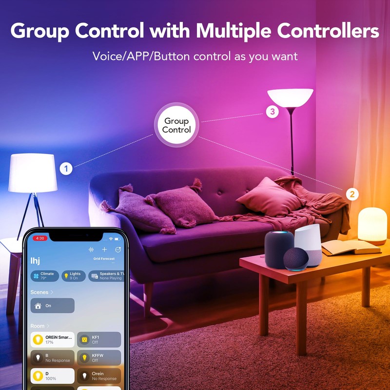 OREiN Matter Smart RGBTW Bulb, Smart Light bulbs with Remote