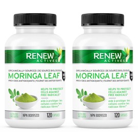 Renew Actives RENEW ACTIVES Moringa Leaf Supplement 800MG per 2 Capsules- Antioxidant-Rich Moringa Oleifera - Promotes Good Health & Wellness - Easy to Swallow - Made in Canada - 120 Capsules (2pk)