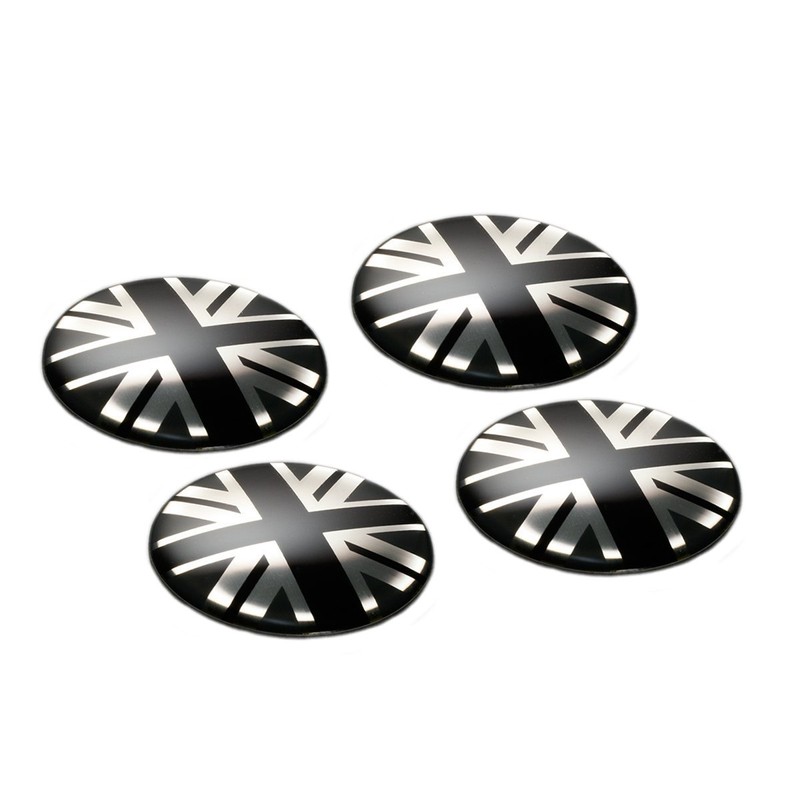 4 x Negro/Gris Unión Jack bandera de Reino Unido Estilo
