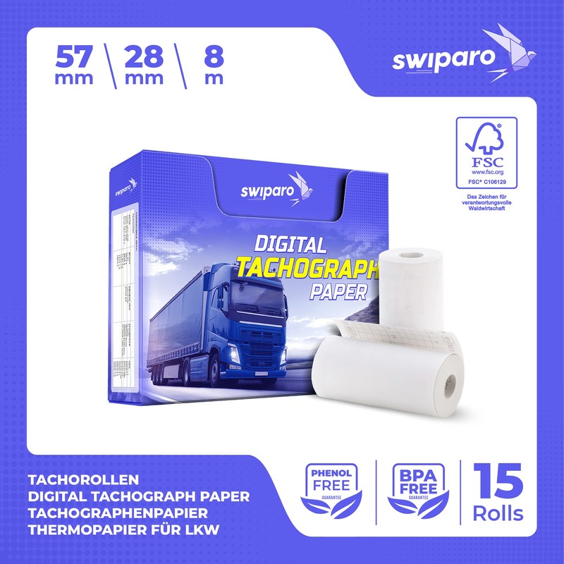 SWIPARO - Certified Tachograph Paper Rolls - Thermal Paper for