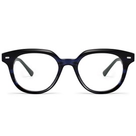 Dollger Blue Light Blocking Glasses For Woman Men Thick Square Frame Round Non-Prescription, For Computer, Work,Gaming,TV （Blue leopard print）