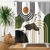 DASHAN Green Gold Shower Curtain Boho Mid Century Shower Curtains