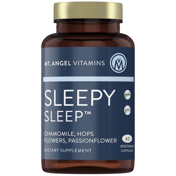 Mt. Angel Vitamins - Sleepy Sleep - Natural Sleep Aid for Adults with Melatonin and Plant Extracts - Non-Habitual Sleep Supplement - 60 Capsules