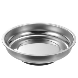 HARFINGTON Round Magnetic Tray 4" x 1.1" Stainless Steel Magnet Tool Tray Parts Holder for Socket Screw Nuts Bolts Pin Washers Metal Parts