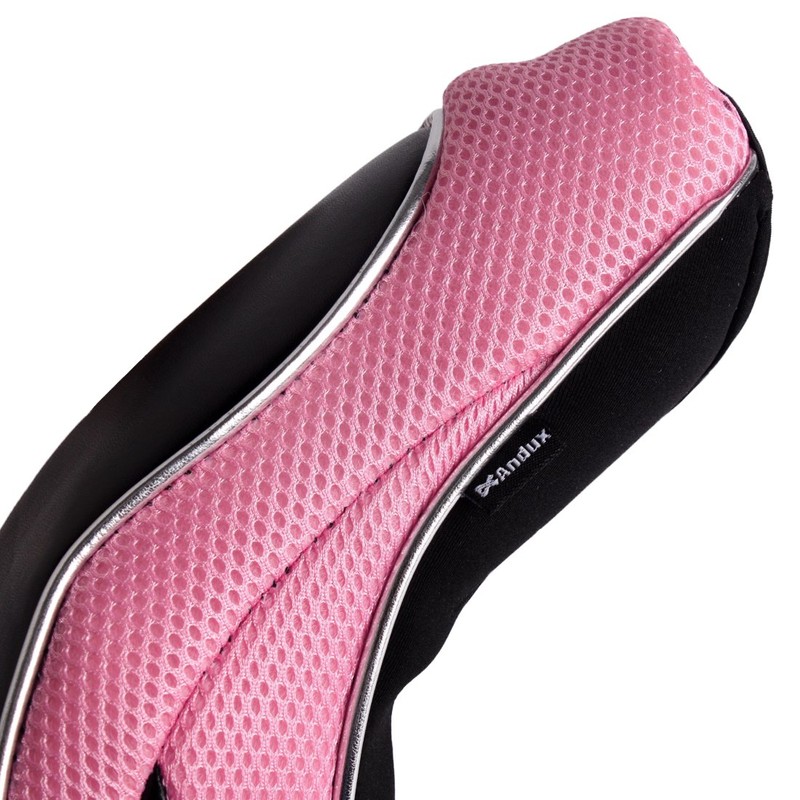 Andux Golf Schlägerkopfhüllen Holzkopfhüllen 460CC Driver Reißverschluss 3 Stück Schwarz/Rosa