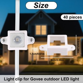 12pcs String Light Clips, Outdoor String Light Rope Strip Brackets with Fixed Screws Compatible with Govee H805 LED and Non-Pro Version H705 LED (White)