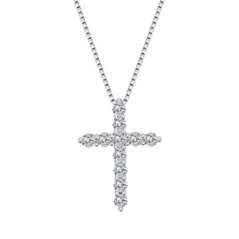 Rnivida 925 Sterling Silver Cross Necklace for Women, Dainty Cz Cross Pendant Necklace, Silver Cross with 16" Box Chain