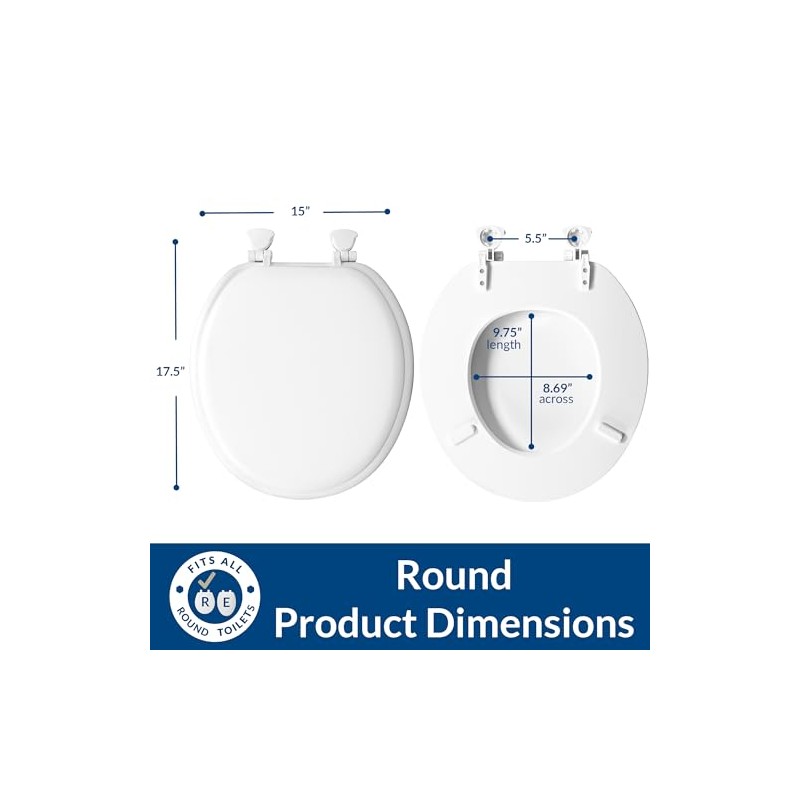 Mayfair Padded Toilet Seat, Cushioned Soft Vinyl over Wood Core