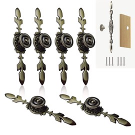 Ylinwtech Pack of 6 Vintage Furniture Handles, Vintage Style Pull Handle, Traditional Drawer Handle, Door Knob, Back Plate, for Home Furniture, Drawer, Cupboard, Chest of Drawers, Wardrobe, Cupboard