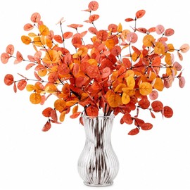 AKASENKO 4 Piezas de Hojas de eucalipto Artificial para otoño, decoración de otoño para casa,Ramas de eucalipto Falsas de Seda para acción de Gracias,Bodas, decoración de Mesa (Estilo B)