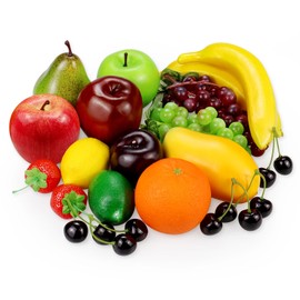 20 Pieces Fake Fruit, Artificial Fruit Decor That Look Real, Faux Fruit for Decoration Party Kitchen Table Centerpiece, Photography Props Fruits Display, Fake Apples, Grapes, Lemon, Oranges