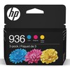 HP 936 Cyan/Magenta/Yellow Standard Yield Ink Cartridges, 3/Pack (6C3Z3LN)