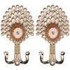 2pcs Peacock Metal Double Hanger Hook Double Head Wall-Mounted Coat
