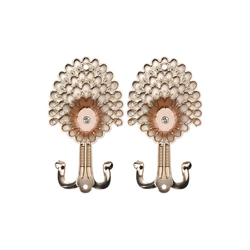 2pcs Peacock Metal Double Hanger Hook Double Head Wall-Mounted Coat