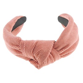 Fancy Womens Girls Wide Top Knot Knotted Winter Evening Corduroy Velvet Soft Fabric Headband Alice Band Hair Band Accessories Wedding Bridal Party Christmas Birthday Colour (Coral)