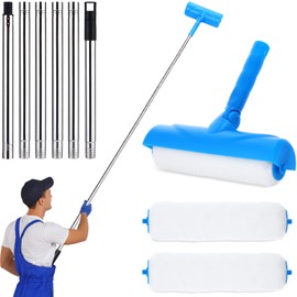 Ceiling Paint Roller No Drip Kit 6ft Extension Pole Included 2 Pcs 10 Inch Ceiling Paint Roller with Shield and Adjustable Head No Drip Splatter-Free Brush for Painting Ceilings Walls Doors