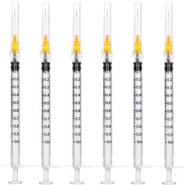 25 Pack 1ml Plastic Lab Syringes with 25Ga, for Scientific Labs, Industrial Dispensing and Liquid Measuring Syringe Tools, Individually Sealed Packaging