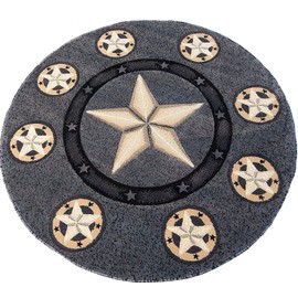 Texas Star Horse Cowboy Western Area Rug Gray Carpet (5 Feet X 5 Feet Round)