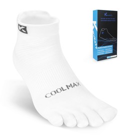 KWUKOTY 4 Pairs COOLMAX CORE Toe Running Ankle Socks - Men's 7-10, Women's 8-11