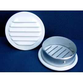 Maurice Franklin Louver-2 Inches Round White Aluminum Louver with Insect Screen (Priced Per Bag of 6). RLW-100