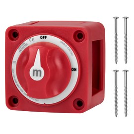 AOWEITOUR 300A Boat Battery Disconnect Switch,ON/Off Heavy Duty Cutoff Switch,12V to 48V Ignition Protected Power Kill Switch for Car,RV,Boat,Marine,Truck,6006 m Series-Red