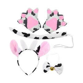 Ipetboom 1 Set Cow Headdress Ears Headband Tail Cow Costume for Cosplay Animal Headband Cow Headband for Women Cow Bell Cosplay Cow Costume Cow Costume Adult Cow Costumes Cow Tail Fabric